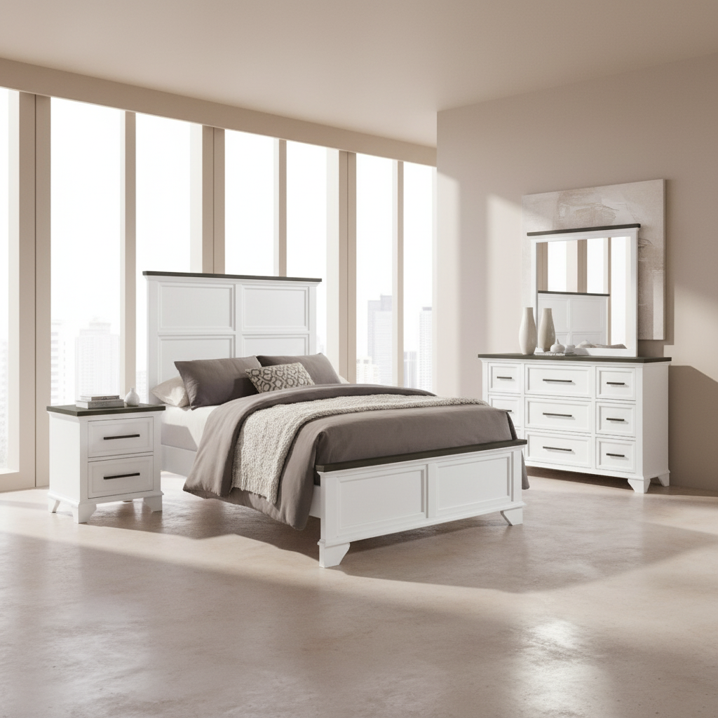 Abigail 6-Piece King Bedroom Package - White and Grey