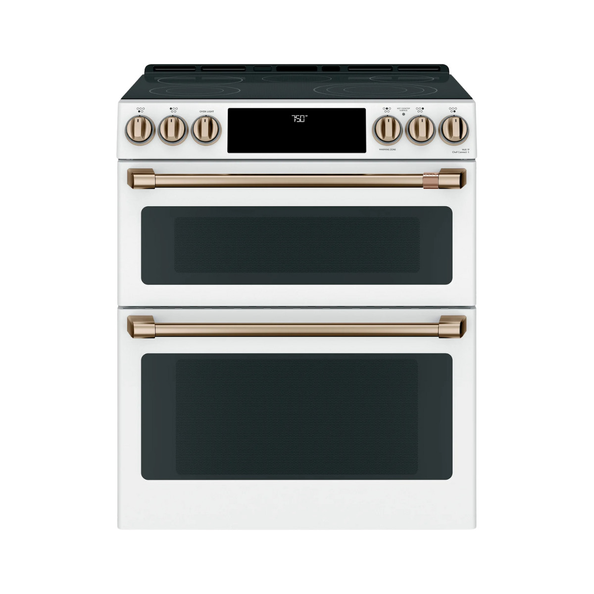 Café™ Matte White 30" Slide-In Front Control Radiant and Convection Double Oven Range with Air Fry (6.7 Cu.Ft) - CCES750P4MW2
