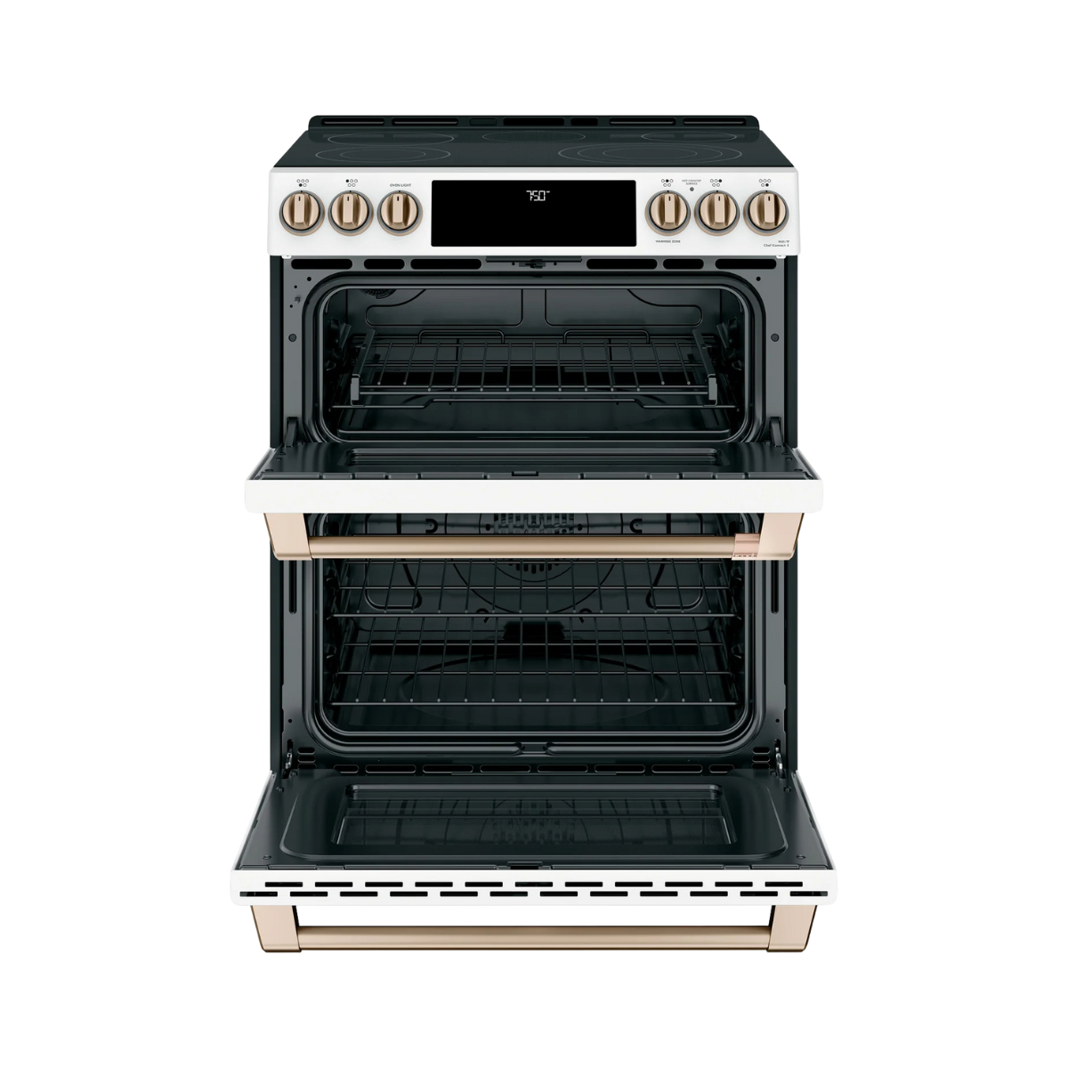 Café™ Matte White 30" Slide-In Front Control Radiant and Convection Double Oven Range with Air Fry (6.7 Cu.Ft) - CCES750P4MW2