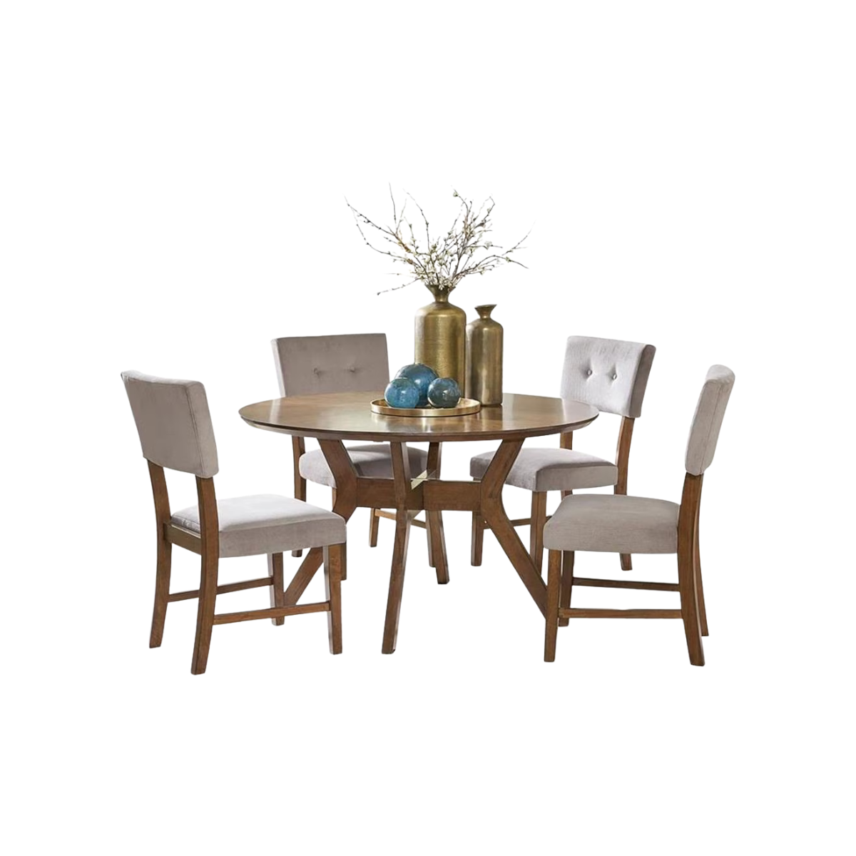Edam 5-Piece Dining Set (Table + 4 Side Chairs) – Light Oak