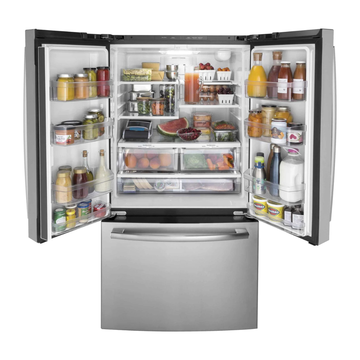 GE Fingerprint Resistant Stainlees Steel French-Door Refrigerator (26.7 Cu. Ft.) - GNE27JYMFS