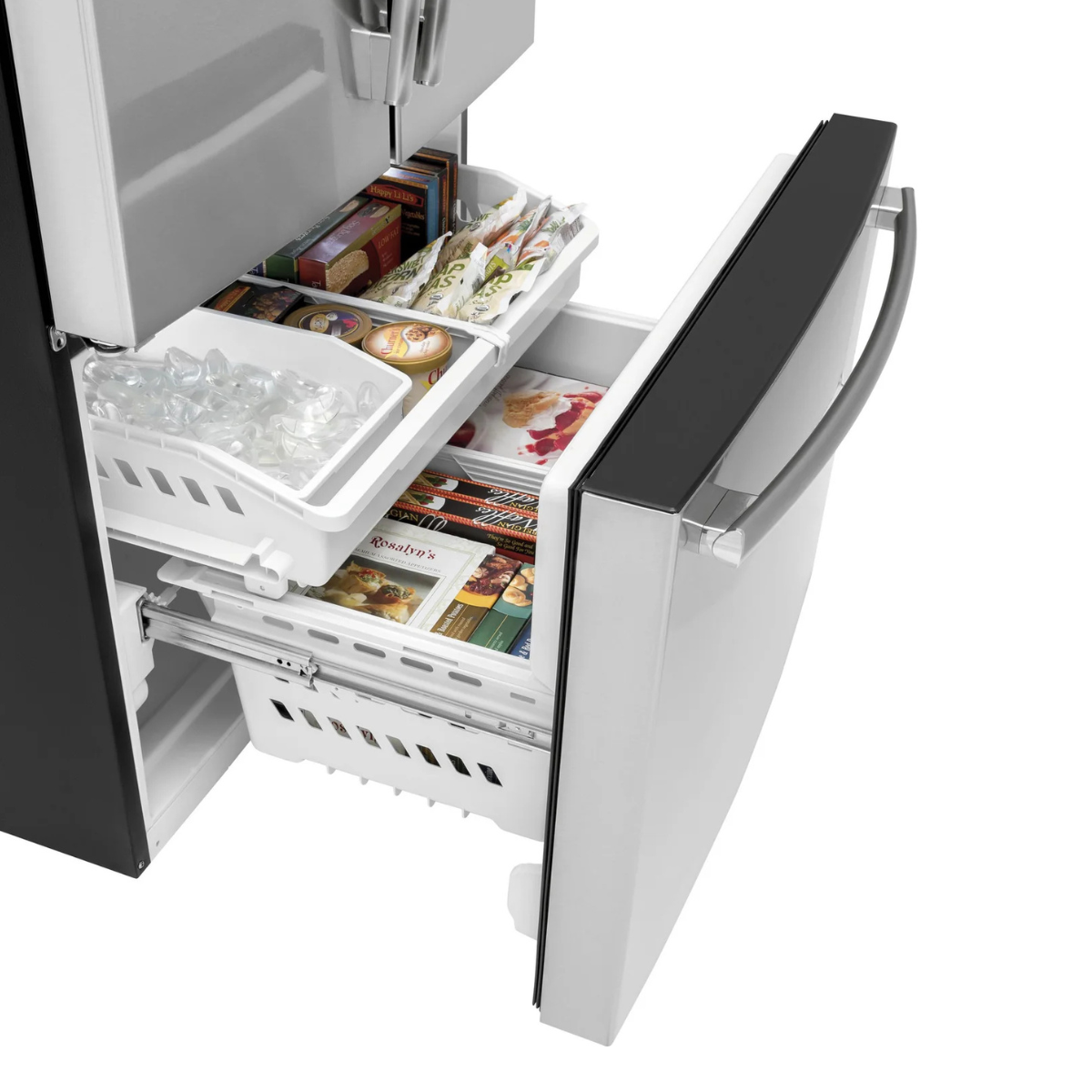 GE Fingerprint Resistant Stainlees Steel French-Door Refrigerator (26.7 Cu. Ft.) - GNE27JYMFS