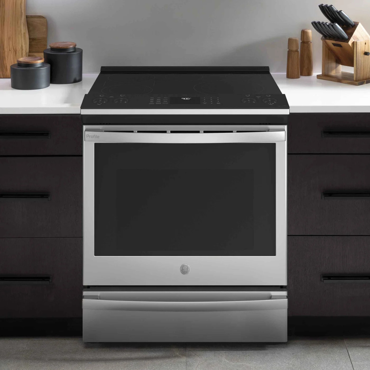 GE Profile Fingerprint Resistant Stainless Steel 30" Slide-In Electric Range with Air Fry (5.3 Cu.Ft) - PSS93YPFS