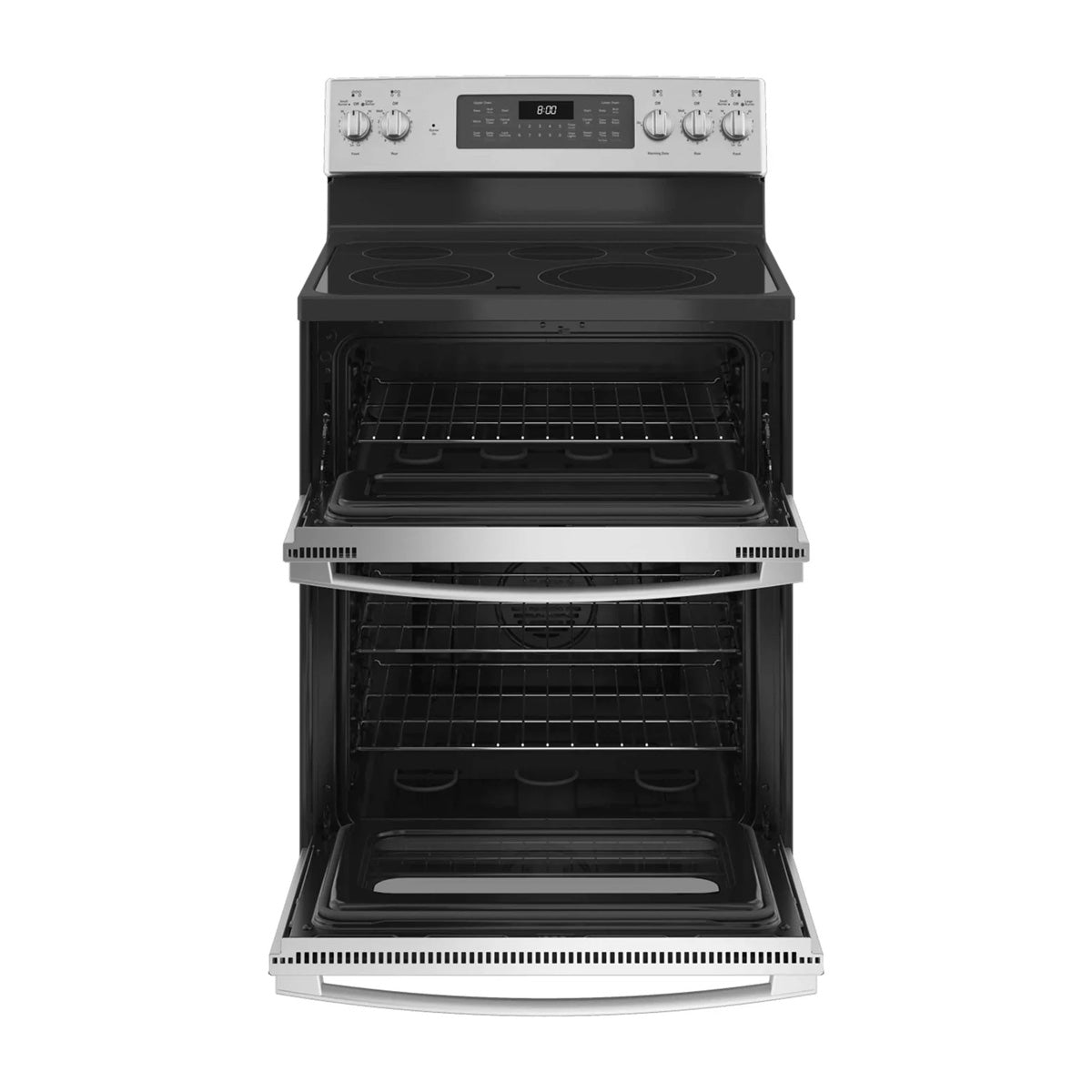 GE Stainless Steel 30'' Freestanding Double Oven Electric Range with Air Fry (6.6 Cu.Ft) - JBS86SPSS