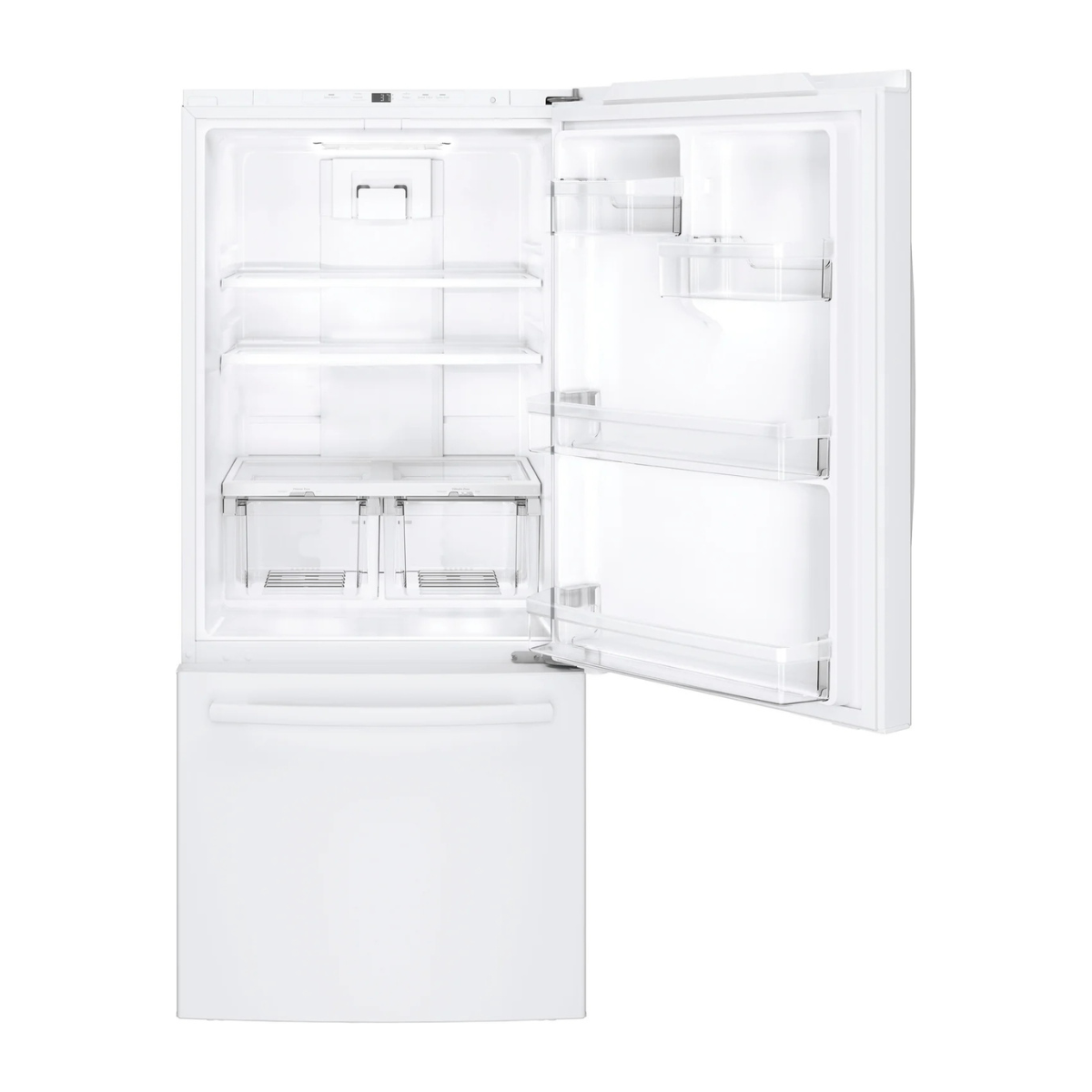 GE White Bottom-Freezer Refrigerator (20.9 CU. FT.) - GDE21DGKWW