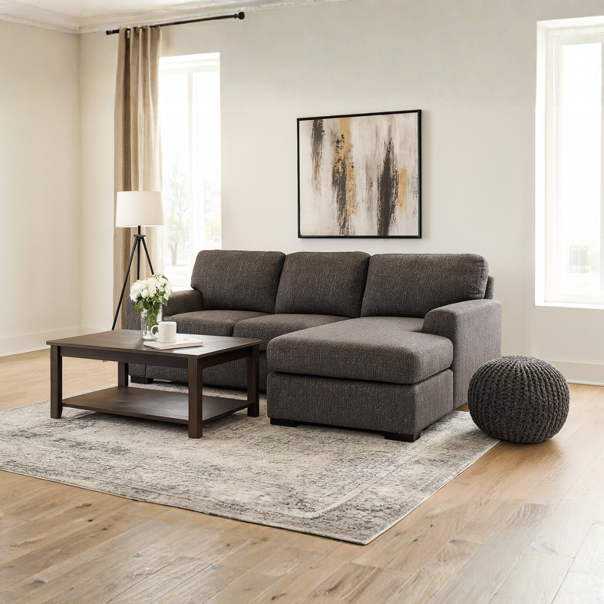 Gardiner Sofa Chaise (Reversible) - Pewter