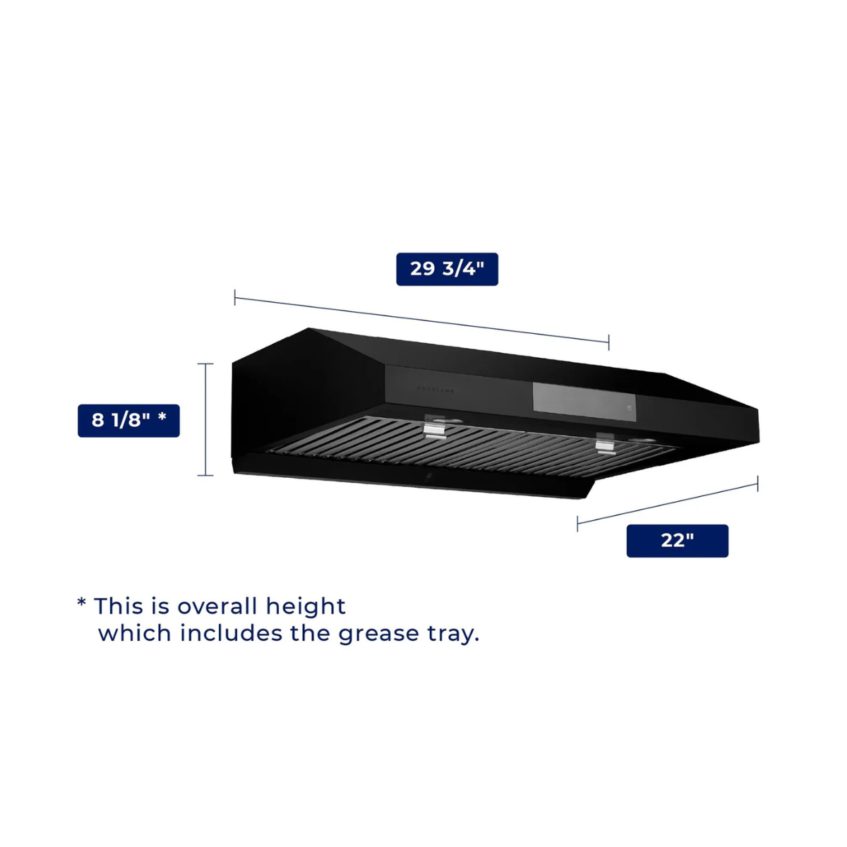 Hauslane Matte Black 30" 860 CFM Under Cabinet Range Hood - UC-PS18BLK-30