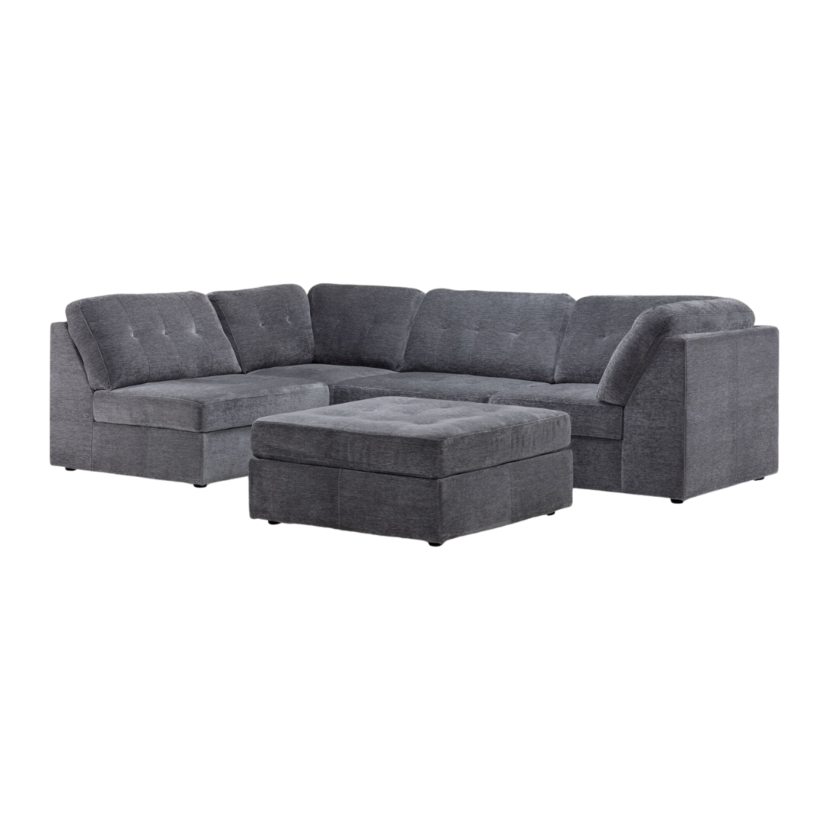 Jayce 5-Piece Modular Sectional with Ottoman - Grey