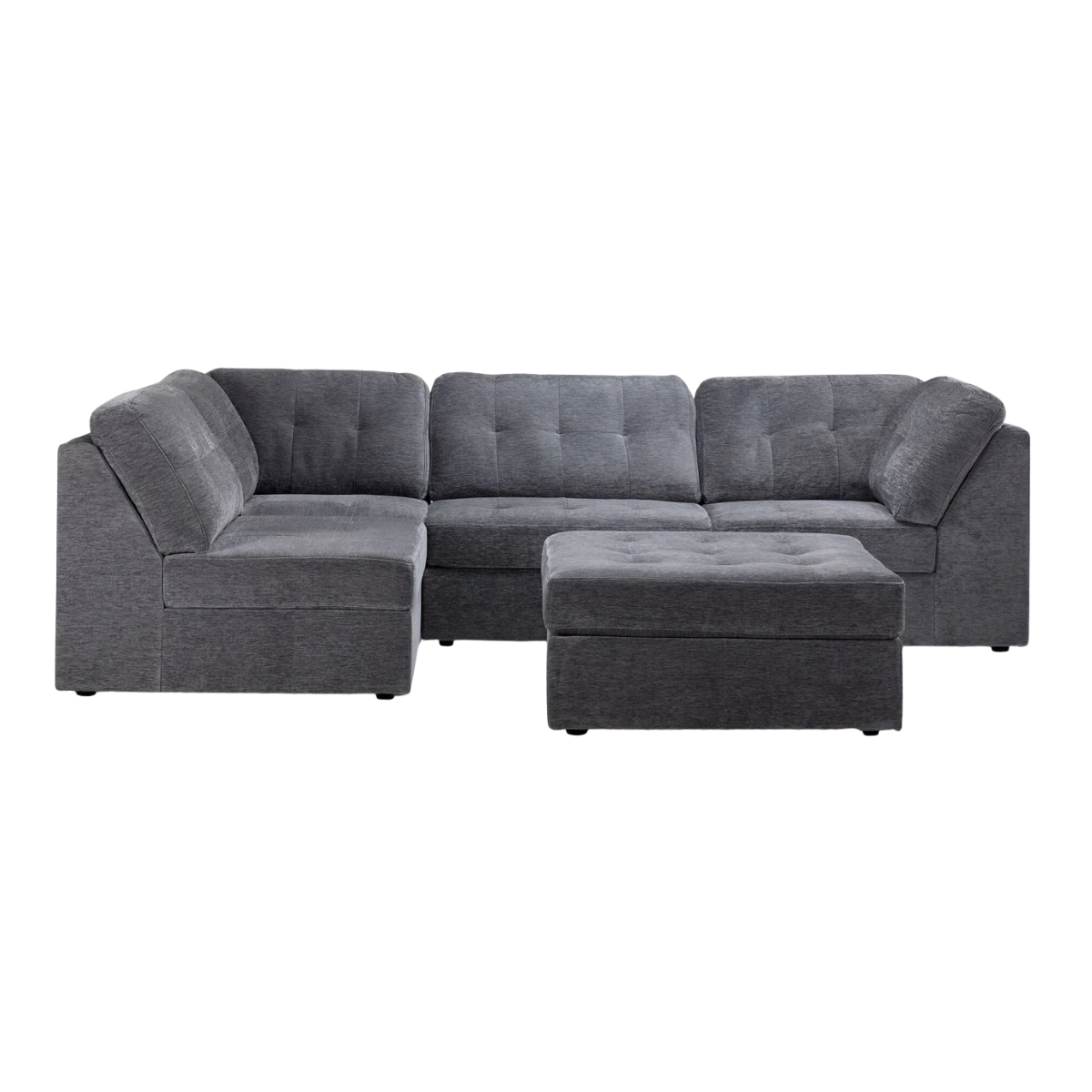 Jayce 5-Piece Modular Sectional with Ottoman - Grey