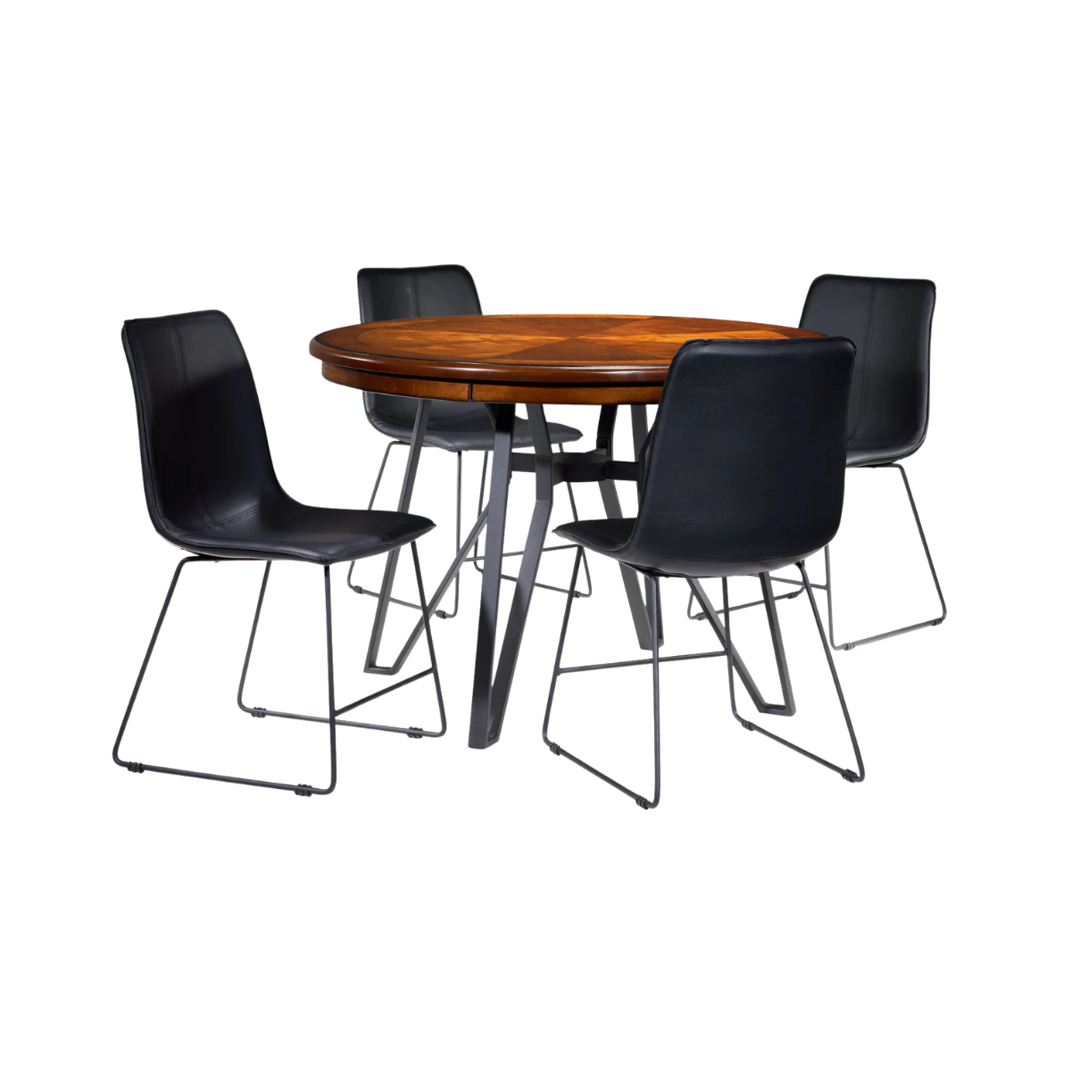 Leo 5-Piece Dining Set - Brown Cherry, Black