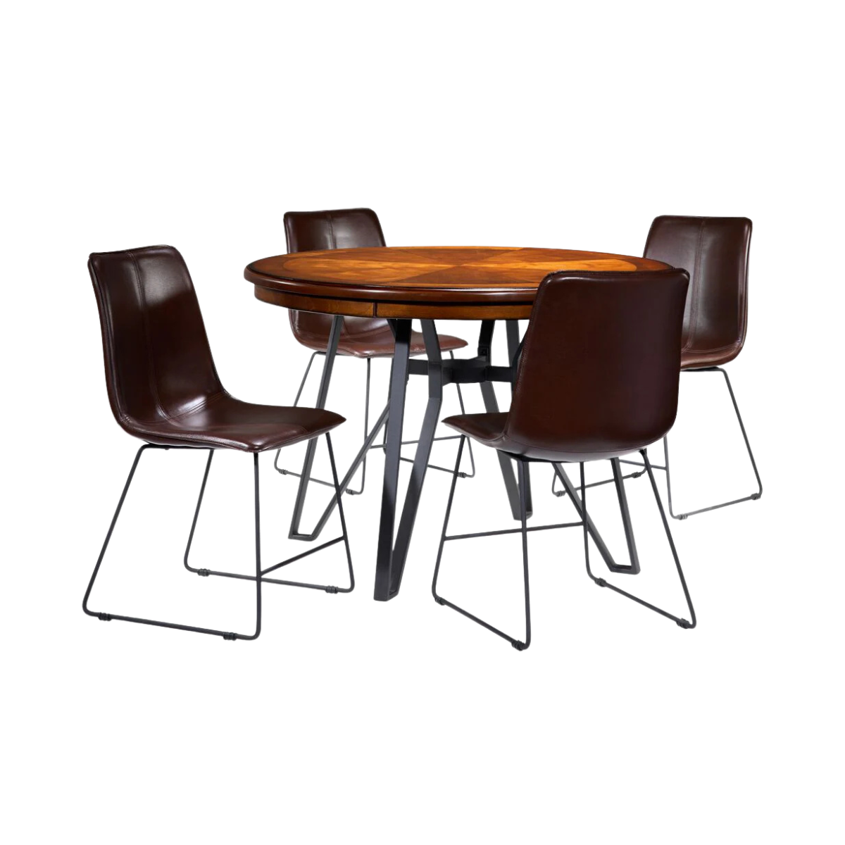 Leo 5-Piece Dining Set - Brown Cherry, Brown