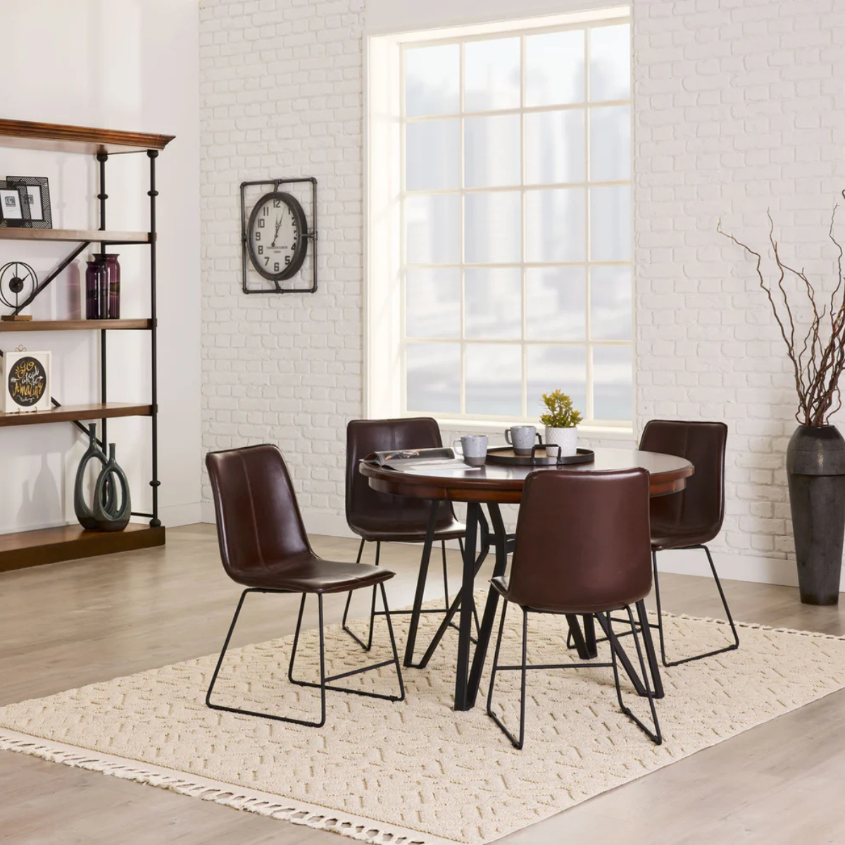 Leo 5-Piece Dining Set - Brown Cherry, Brown