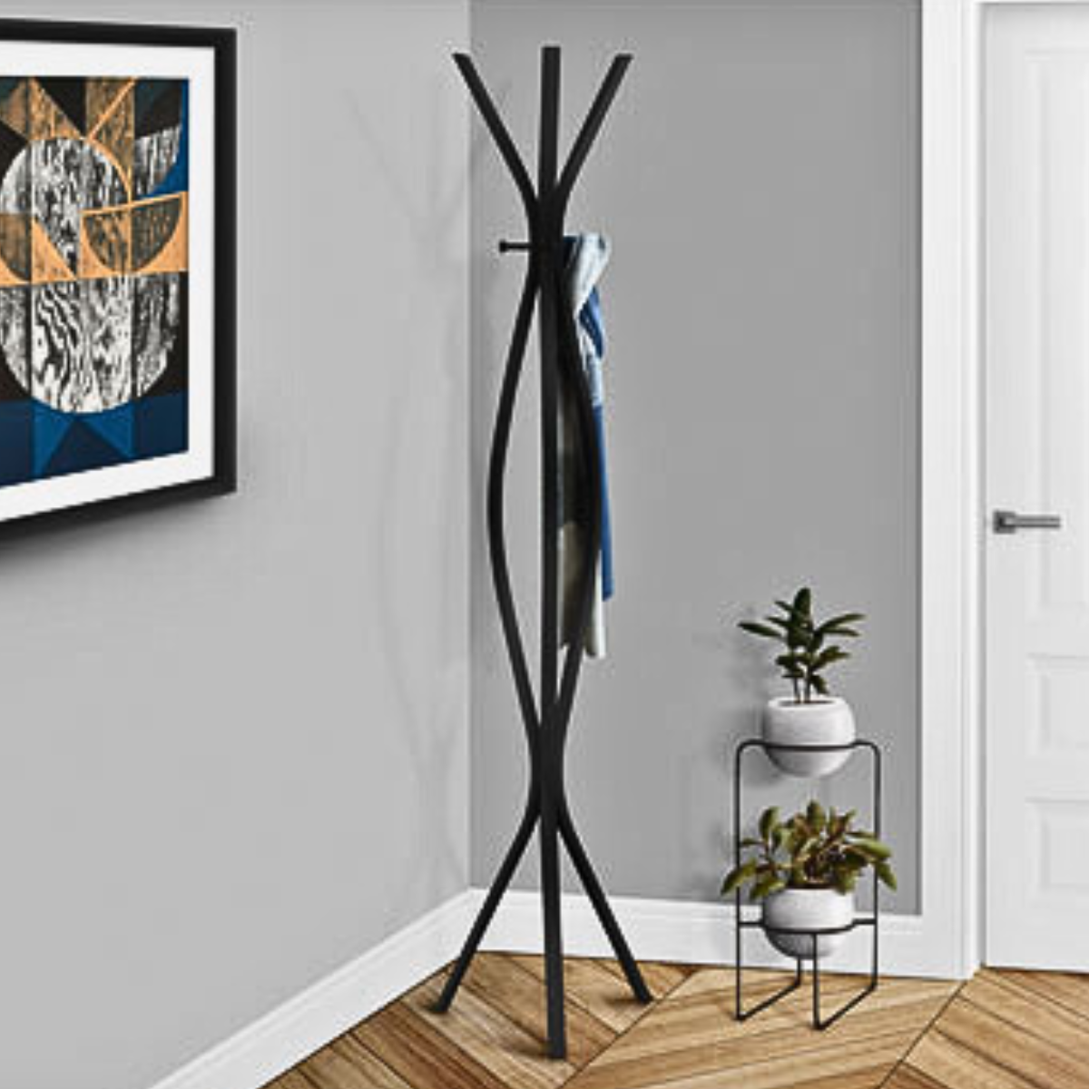 Metal Jacket Rack Monarch Metal Coat Rack - Black | Leons Outlet Bathurst