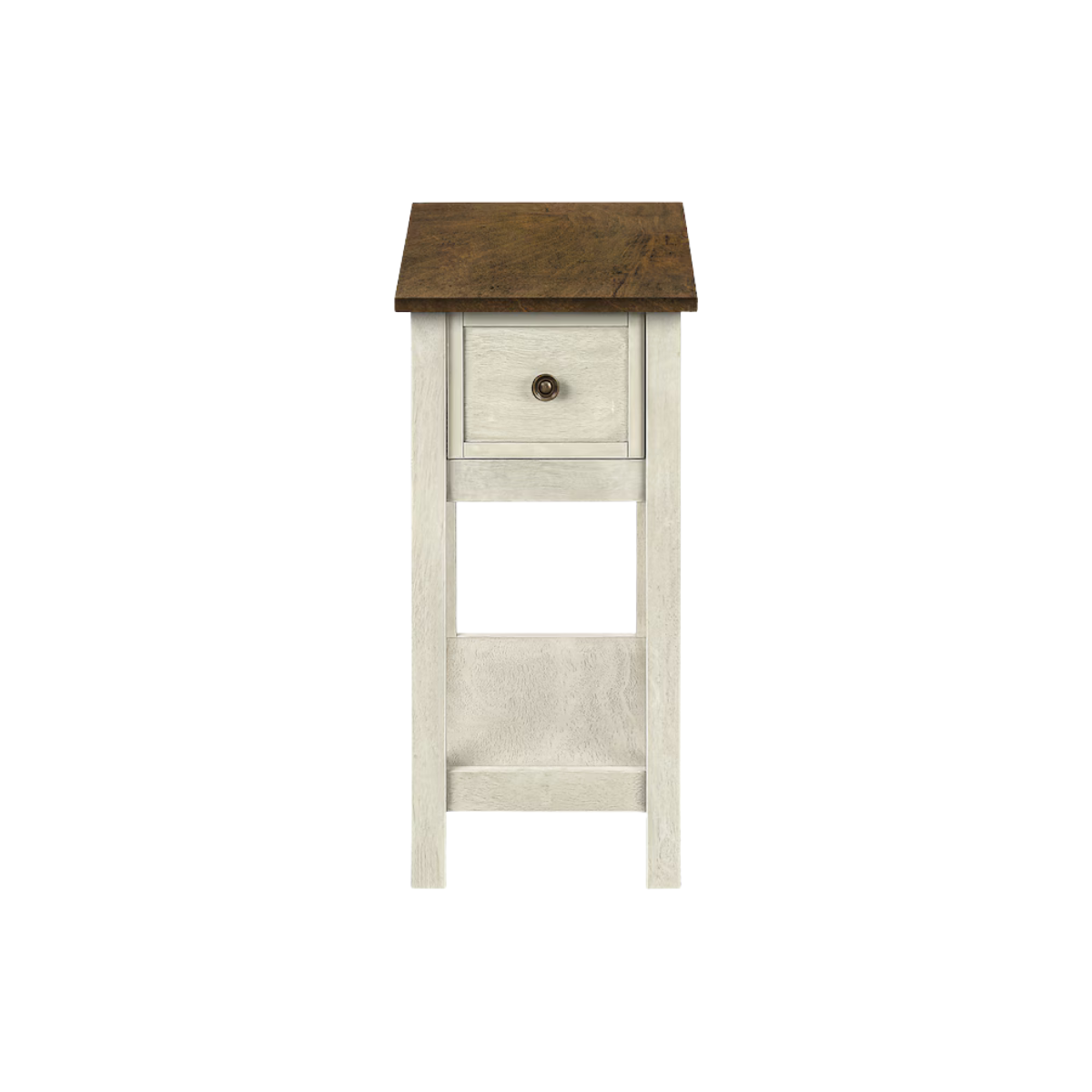 Monarch Specialties 24" Side Table - Antique White with Espresso