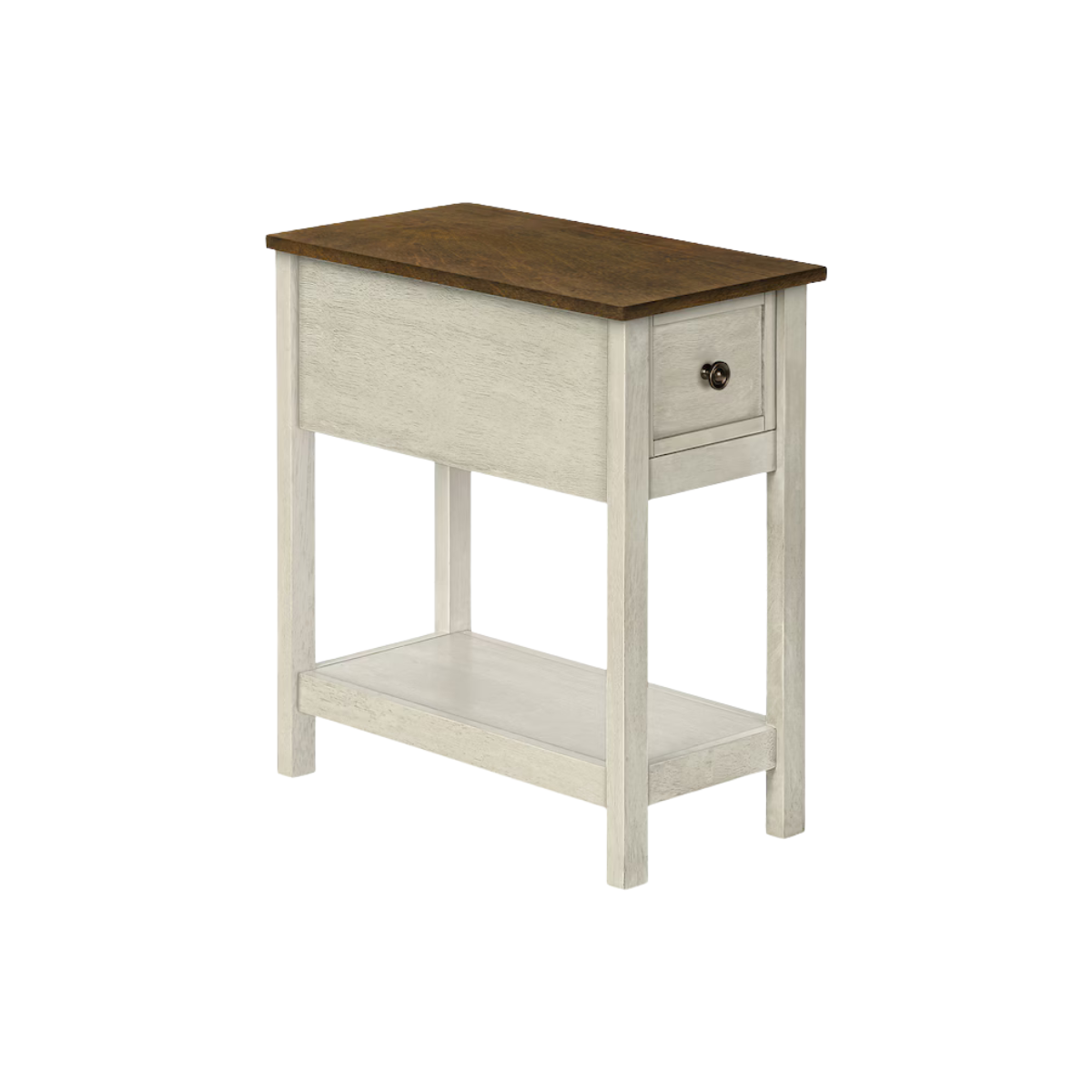 Monarch Specialties 24" Side Table - Antique White with Espresso