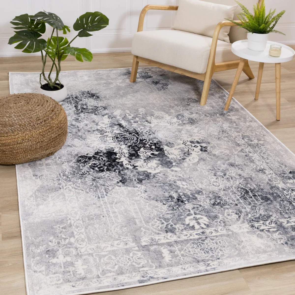 Sidra Transitional Area Rug 6'x8' - Blue Grey