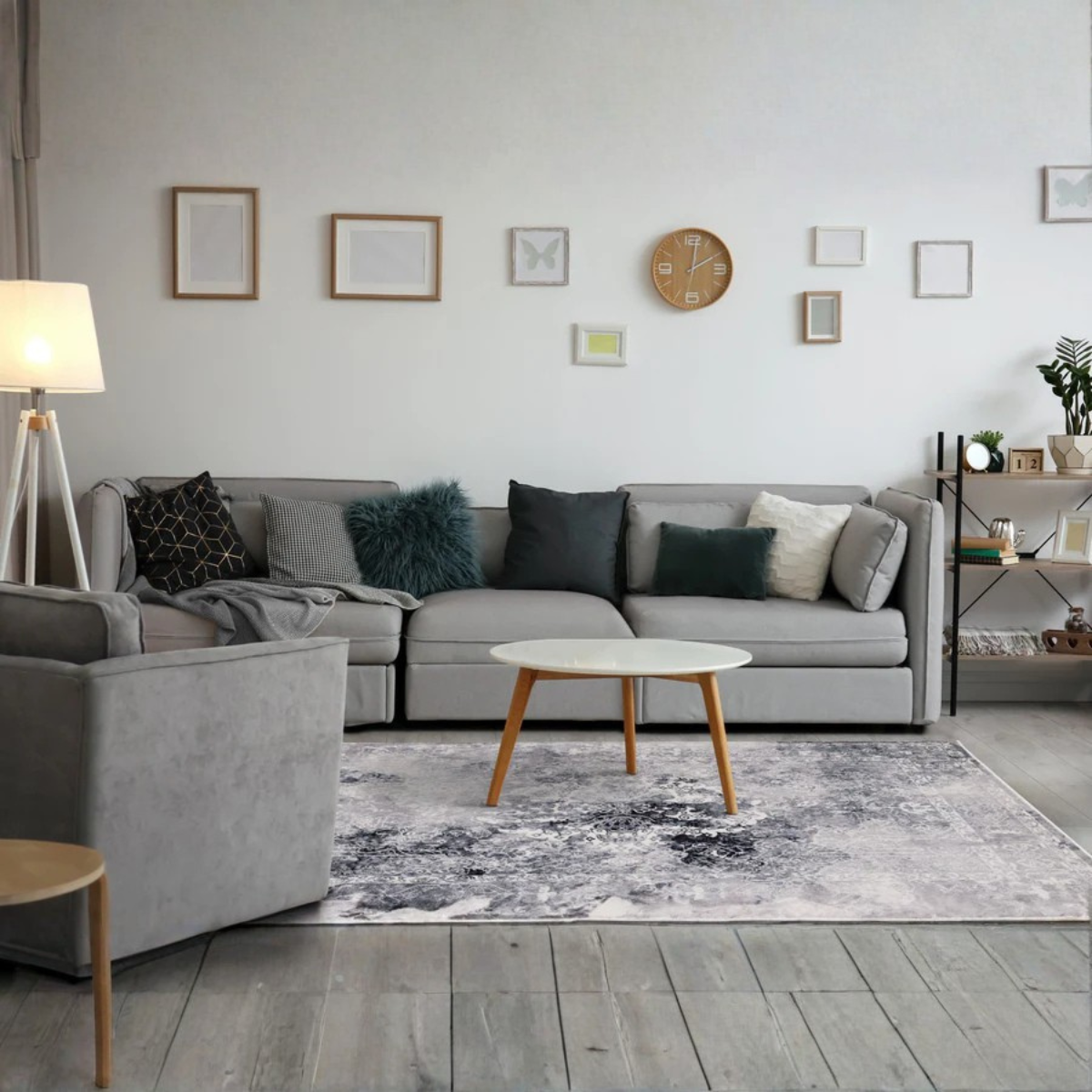 Sidra Transitional Area Rug 6'x8' - Blue Grey