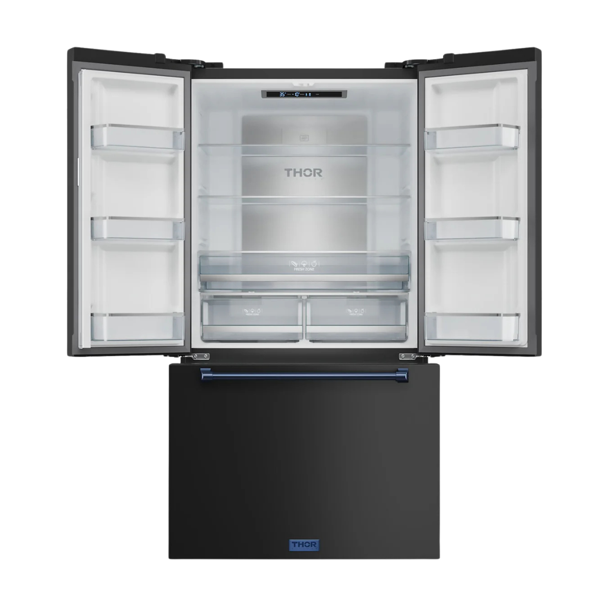 Thor Kitchen Matte Black French Door Counter-Depth Refrigerator with Ice Maker | Gordon Ramsay Collection (20.3 cu.ft.) - RF3621CTD00-BLU