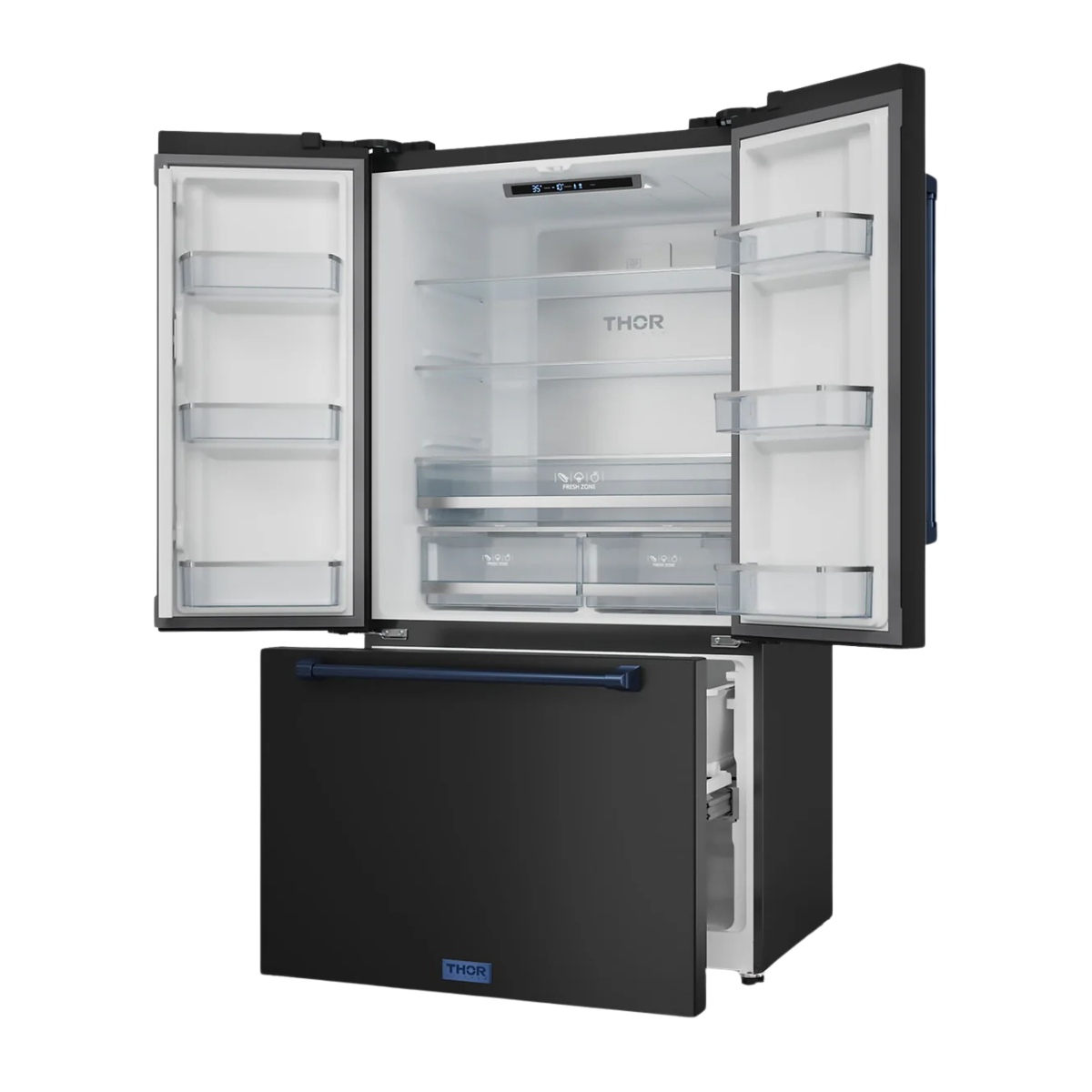 Thor Kitchen Matte Black French Door Counter-Depth Refrigerator with Ice Maker | Gordon Ramsay Collection (20.3 cu.ft.) - RF3621CTD00-BLU