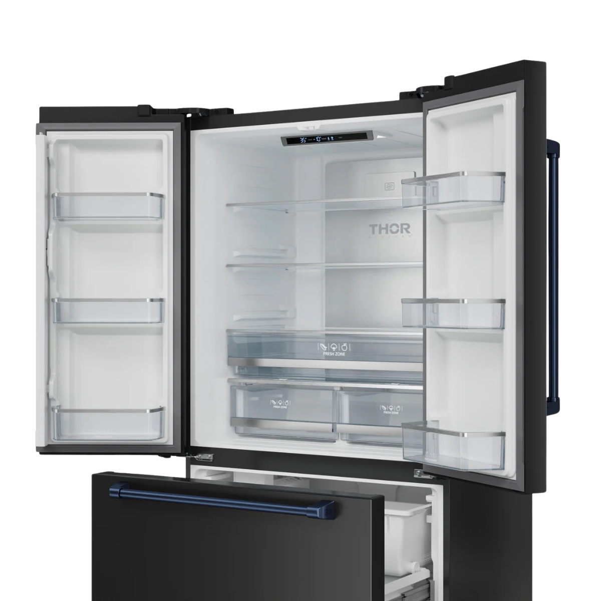 Thor Kitchen Matte Black French Door Counter-Depth Refrigerator with Ice Maker | Gordon Ramsay Collection (20.3 cu.ft.) - RF3621CTD00-BLU