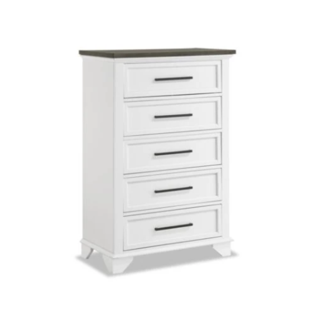 Abigail 5-Drawer Chest - White and Grey