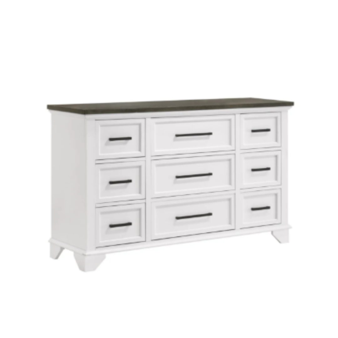 Abigail 9-Drawer Dresser - White and Grey