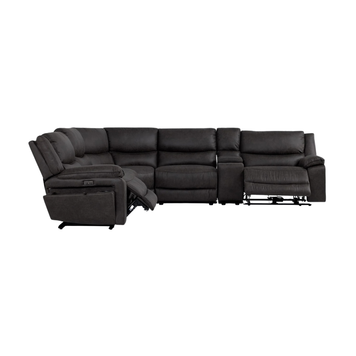 Weston 6-Piece Power Reclining Sectional with Console - Granite