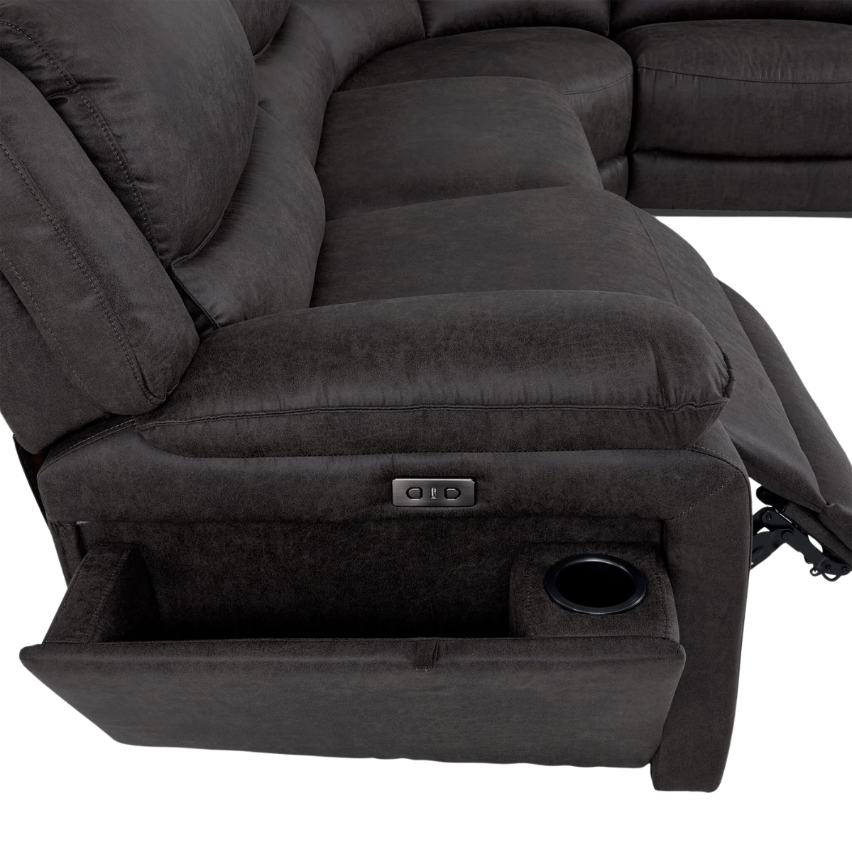 Weston 6-Piece Power Reclining Sectional with Console - Granite