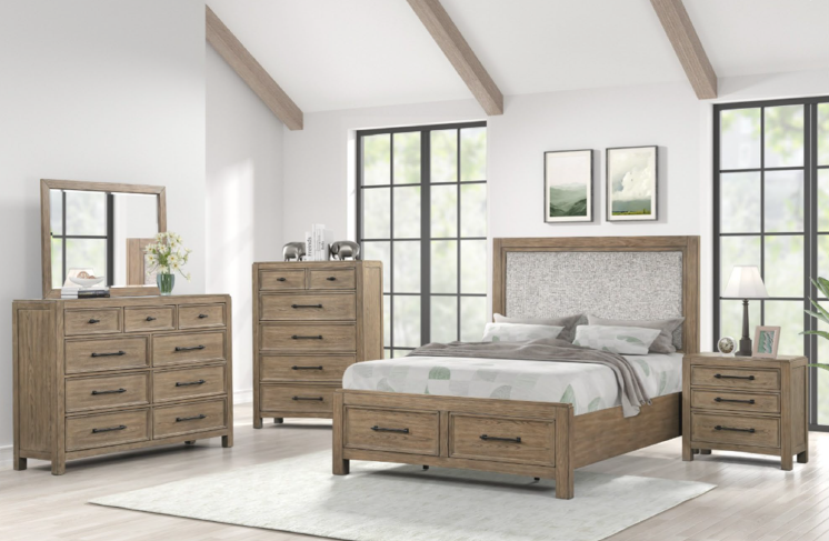 Wyatt Oak 6 pc Queen bedroom set